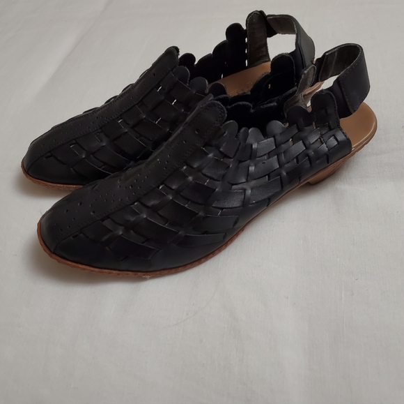 Rieker Sina Black Woven Leather Sandals Women's Size 42-10 Classic Boho Chic - Picture 8 of 15